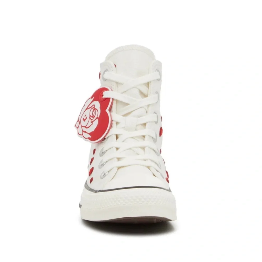 SOLD. NIB Converse All Star White Sneakers with Red Heart Details - Picture 3 of 9